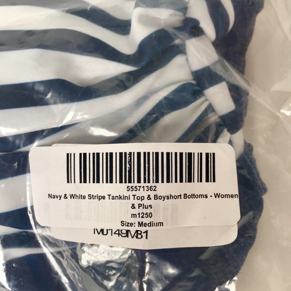 Navy & White Stripped Tankini Top &  Bottoms - Picture 4 of 8